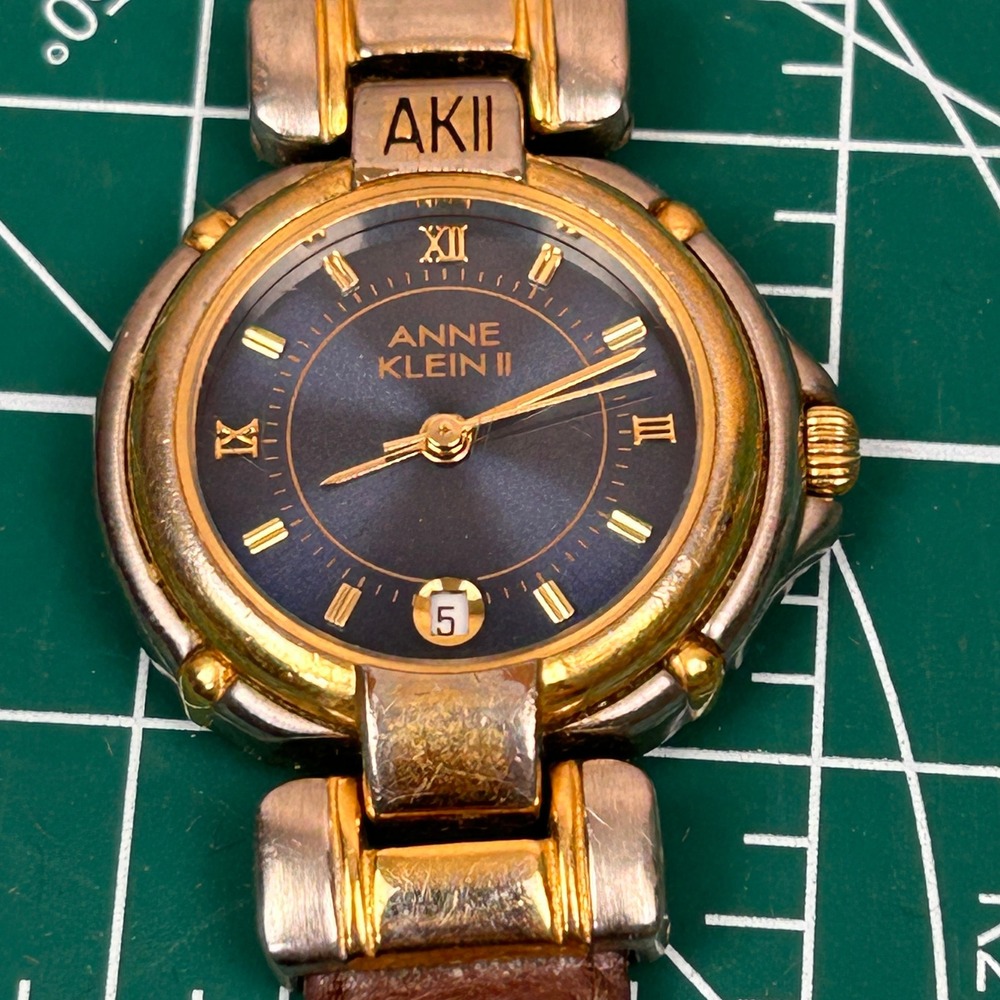 Anne Klein II AKII Women's Two Tone Gold Silver Blue Dial Quartz Watch